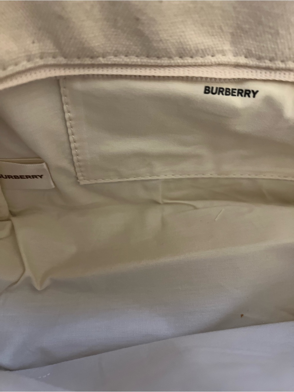 Burberry Cream Embossed Canvas Beauty Pouch Upcycled to Crossbody Purse - Picture 9 of 9